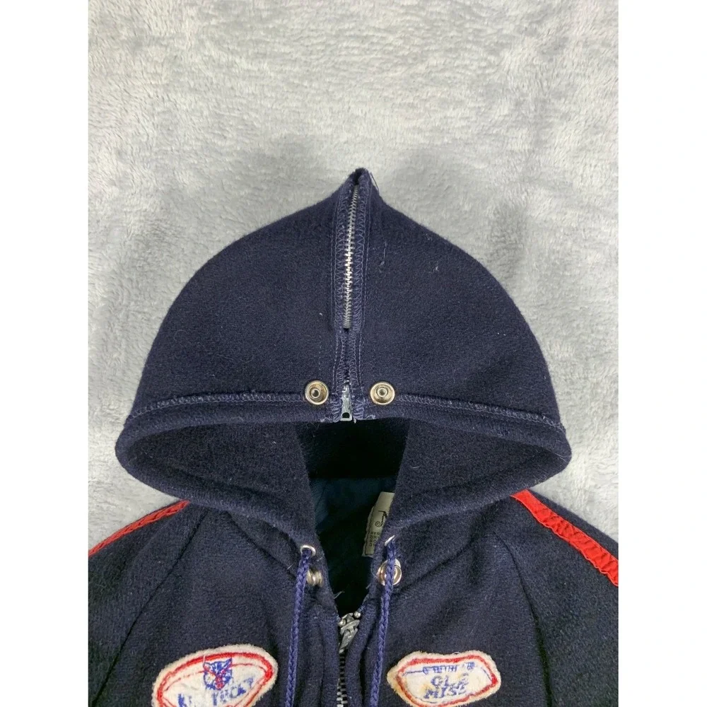 Nordic Pyramid Outerwear Corp Unisex Size 6 Navy Blue Jacket Hooded Wool Knit